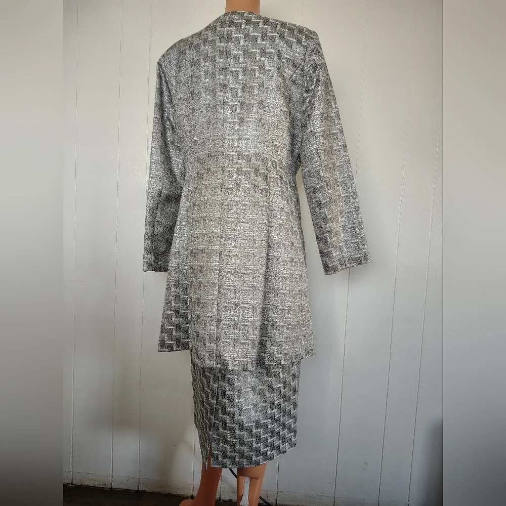 Moshita Couture Elegant Gray Women's Skirt Set Size 8